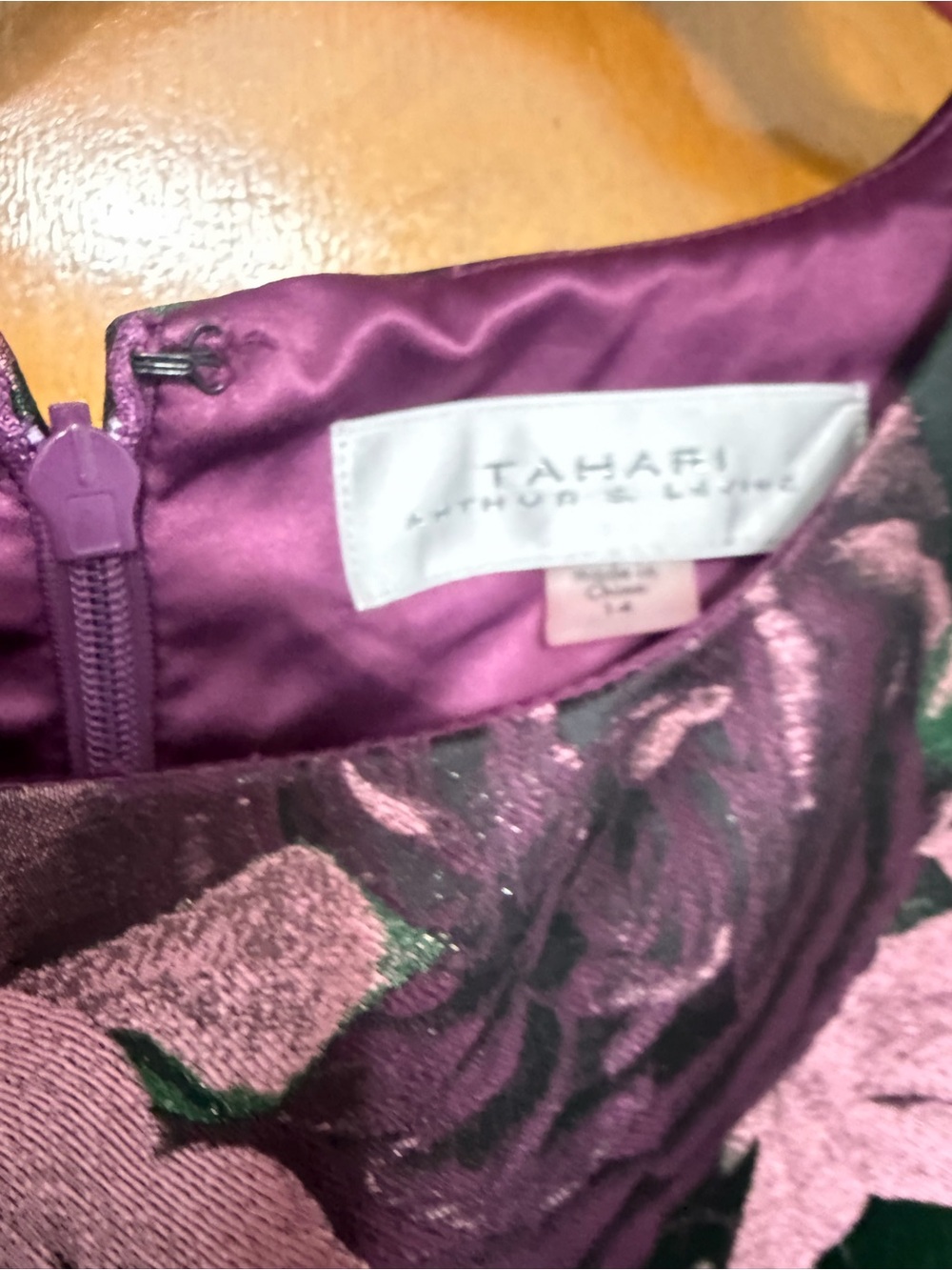 Tahari Plum and Pink Floral Jacquard Girls' Dress